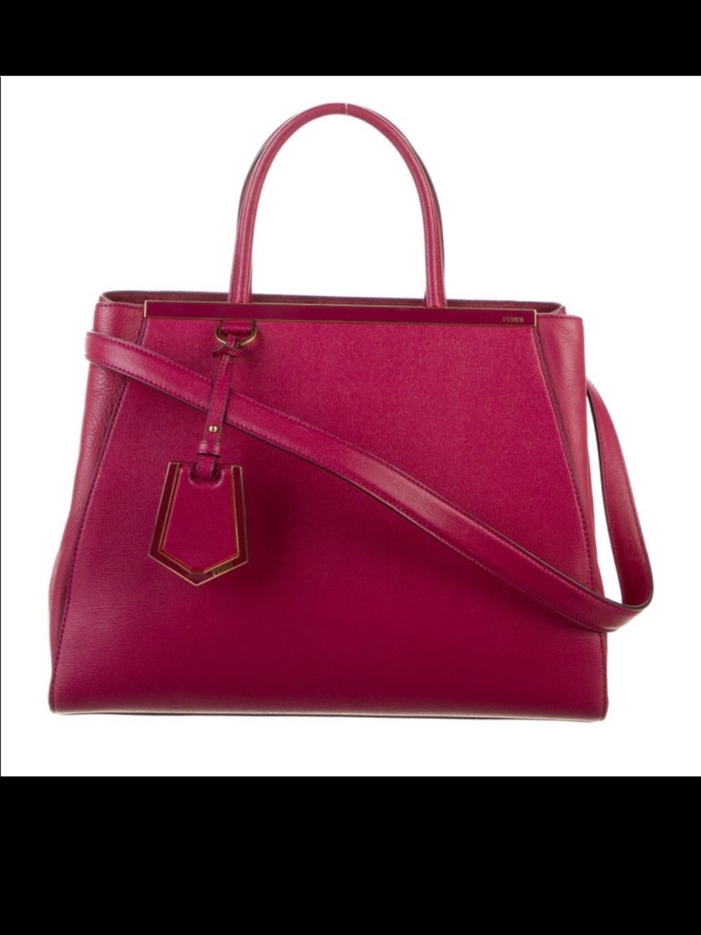 Fendi Medium 2Jours Fuchsia Pink Leather Satchel Tote